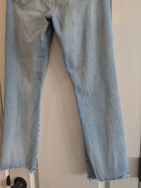 Mother The Hustler Ankle Chew Petal Pucker Jeans Light Wash Blue Denim Size 29 - Picture 12 of 15